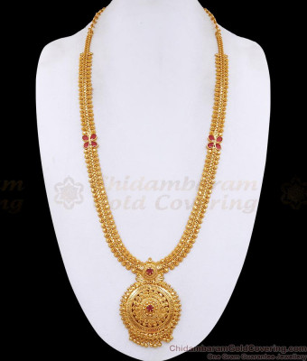 Latest Ruby Stone Kerala Mullai Haram Gold Imitation Bridal Jewelry HR3718
