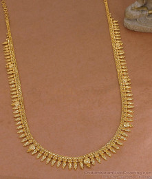 Elegant Gold Plated Mullaimottu Long Haram Design Without Stone HR3723