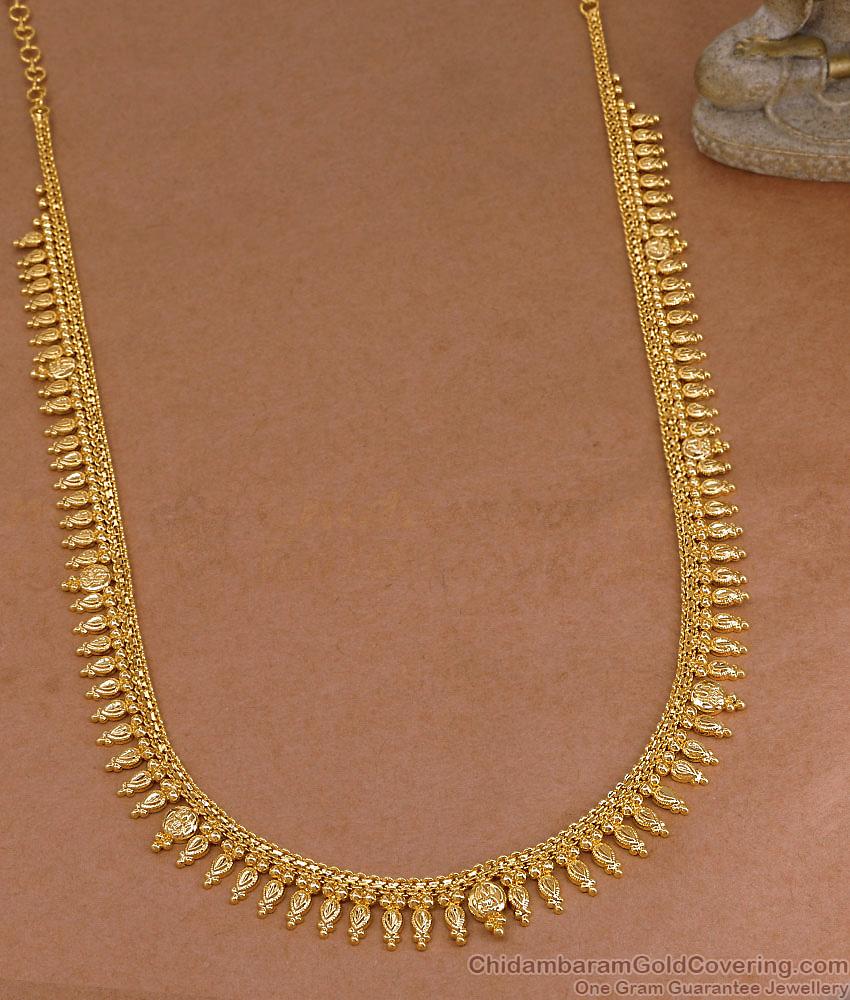 Elegant Gold Plated Mullaimottu Long Haram Design Without Stone HR3723