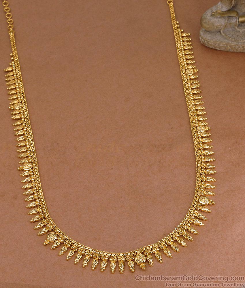 Elegant Gold Plated Mullaimottu Long Haram Design Without Stone HR3723
