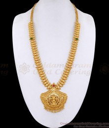 Beautiful Gold Imitation Mango Design Lakshmi Haram Design With Stone HR3728