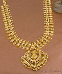 Grand Look Dubain Gold Lakshmi Haram Mango Malai Design HR3733