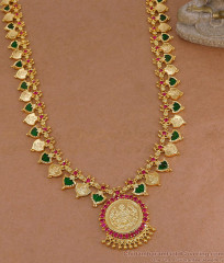 South Indian Gold Plated Lakshmi Haram Palakka Stone Bridal Jewelry HR3734