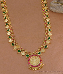 South Indian Gold Plated Lakshmi Haram Palakka Stone Bridal Jewelry HR3734