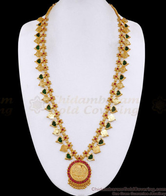 South Indian Gold Plated Lakshmi Haram Palakka Stone Bridal Jewelry HR3734