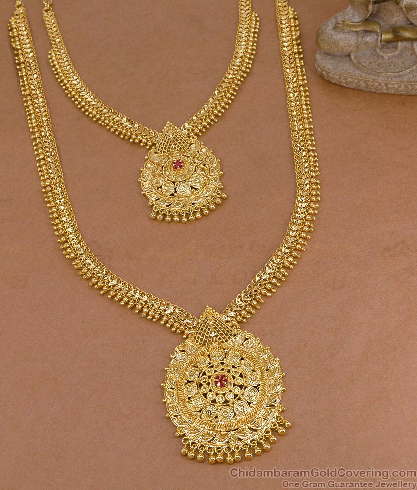 New Arrival Bridal Wear Gold Plated Mango Haram Combo Set Online HR3740