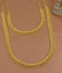 Plain Mullai Mottu Gold Imitation Haram Combo Set For Women Fashion HR3742