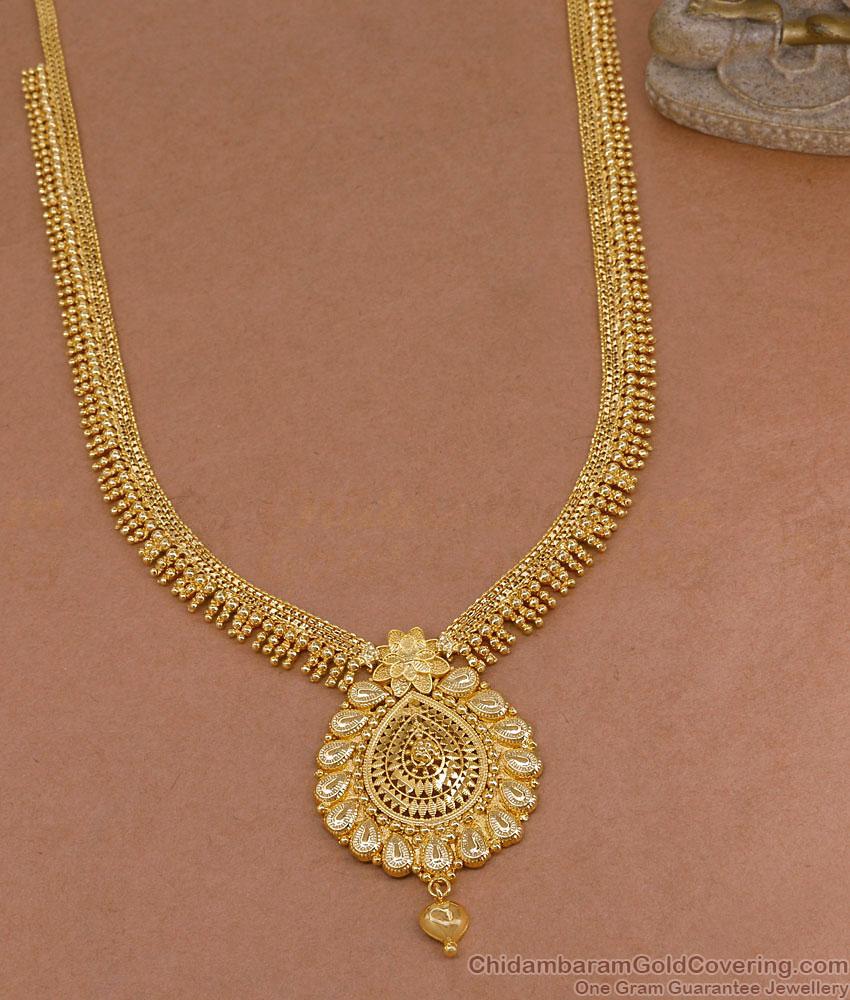 Latest Floral Design Gold Plated Mullaipoo Haram Without Stone HR3747 Latest Floral Design Gold Plated Mullaipoo Haram Without Stone HR3747