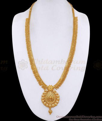 Latest Floral Design Gold Plated Mullaipoo Haram Without Stone HR3747