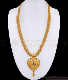 Premium Quality Gold Plated Long Haram Heart Design With Ruby Stone HR3748 Premium Quality Gold Plated Long Haram Heart Design With Ruby Stone HR3748