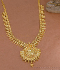 South Indian Micro Gold Polish Lakshmi Haram Leaf Design Online HR3750 South Indian Micro Gold Polish Lakshmi Haram Leaf Design Online HR3750