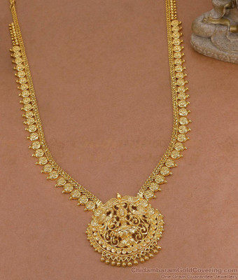 High Quality 1 Gram Gold Plated Lakshmi Haram For Bridal Wear HR3752