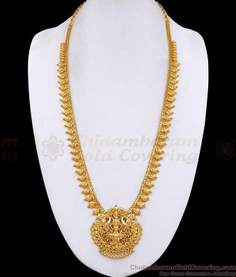 High Quality 1 Gram Gold Plated Lakshmi Haram For Bridal Wear HR3752