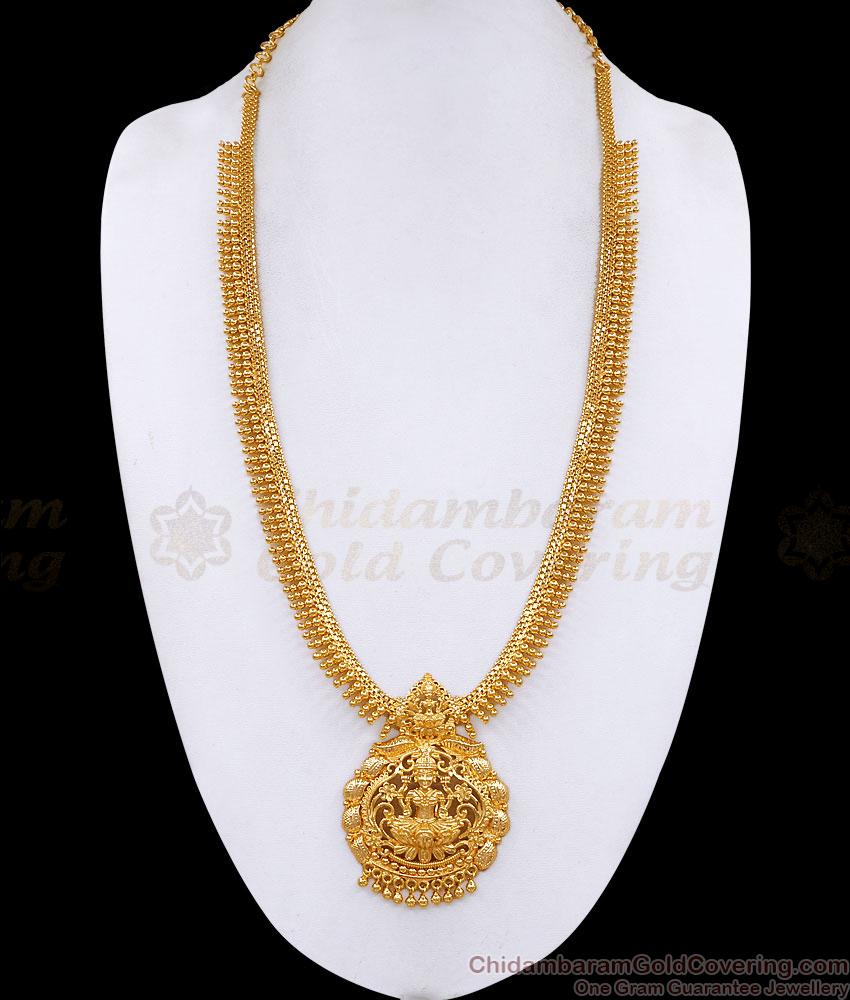 Lakshmi Motiff Gold Imitation Muallipoo Haram For Temple Wear HR3753 Lakshmi Motiff Gold Imitation Muallipoo Haram For Temple Wear HR3753