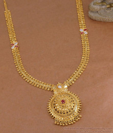Beautiful Kemp Stone Floral Gold Plated Haram Mullaimottu Design HR3755 Beautiful Kemp Stone Floral Gold Plated Haram Mullaimottu Design HR3755