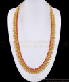 Stylish Ruby Stone Long Mullaipoo Gold Plated Haram Shop Online HR3763 Stylish Ruby Stone Long Mullaipoo Gold Plated Haram Shop Online HR3763