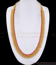 Stylish Ruby Stone Long Mullaipoo Gold Plated Haram Shop Online HR3763 Stylish Ruby Stone Long Mullaipoo Gold Plated Haram Shop Online HR3763