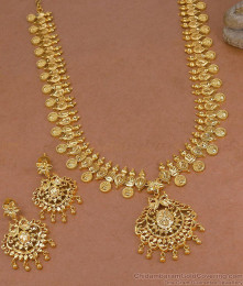 Real Gold Tone Lakshmi Coin Haram Combo Set Temple Wear Jewelry HR3764