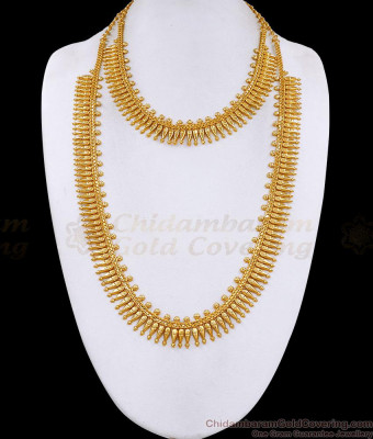 Latest Bridal Wear Gold Imitation Mullaipoo Haram Necklace Set Online HR3765