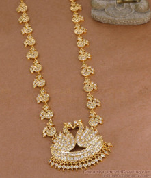 Grand Impon Panchaloha White Gati Stone Peacock Haram For Wedding HR3766