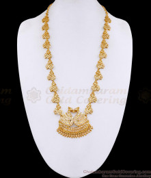 Grand Impon Panchaloha White Gati Stone Peacock Haram For Wedding HR3766