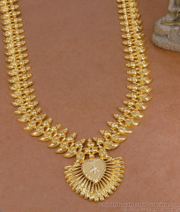Premium Quality Two Gram Gold Long Mango Haram Kerala Bridal Jewelry HR3772