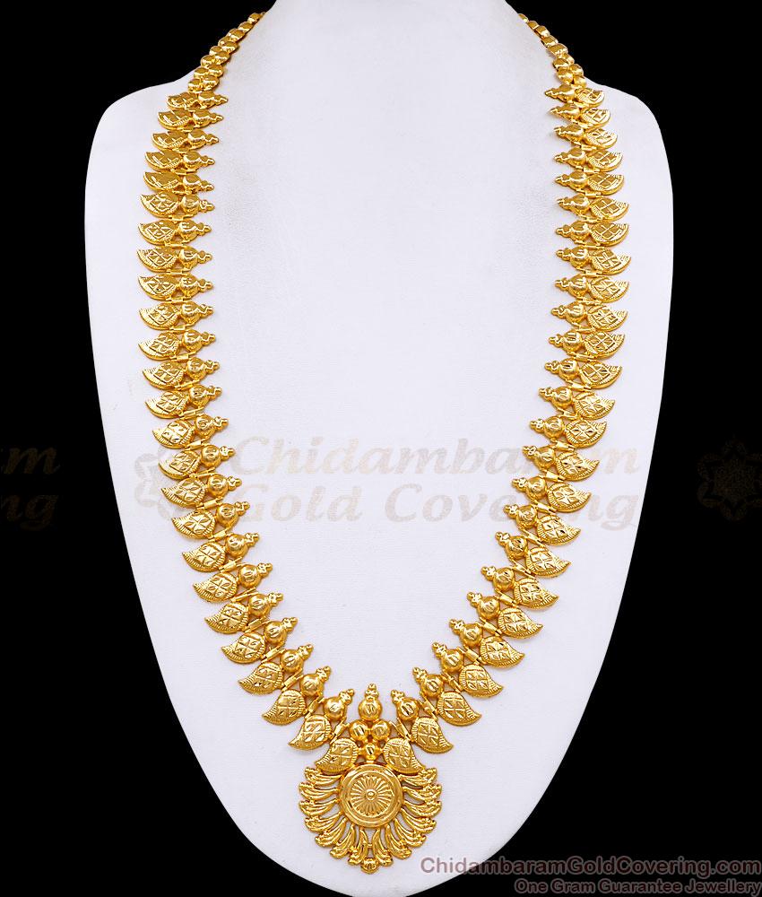 Real Gold Tone Long Mango Haram Light Weight Bridal Jewelry HR3774