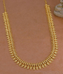 New Model Plain Gold Imitation Mullai Arumbu Haram Design Online HR3776