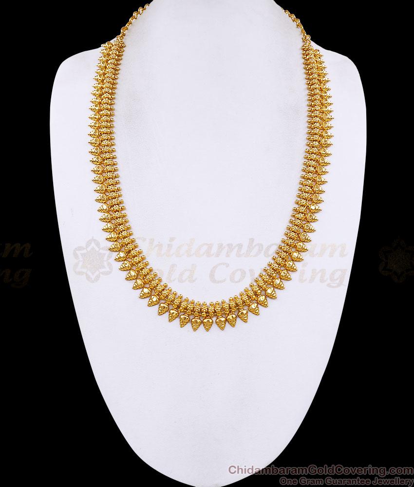 New Model Plain Gold Imitation Mullai Arumbu Haram Design Online HR3776