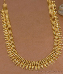 Grand Bridal Wear Micro Gold Plated Mullaipoo Long Haram Online HR3779