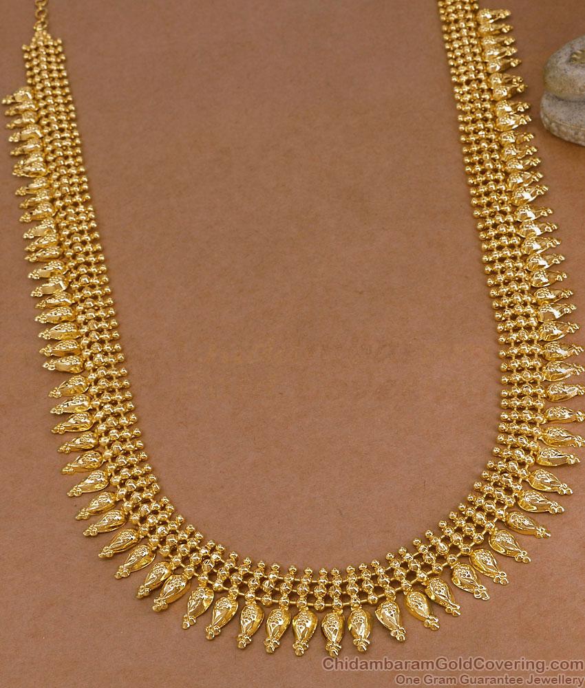 Grand Bridal Wear Micro Gold Plated Mullaipoo Long Haram Online HR3779