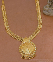Beautiful Floral Design Micro Gold Plated Long Haram For Wedding HR3782