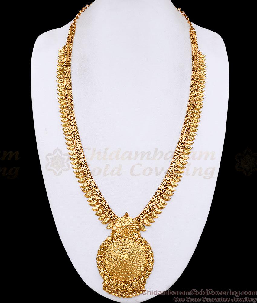Beautiful Floral Design Micro Gold Plated Long Haram For Wedding HR3782