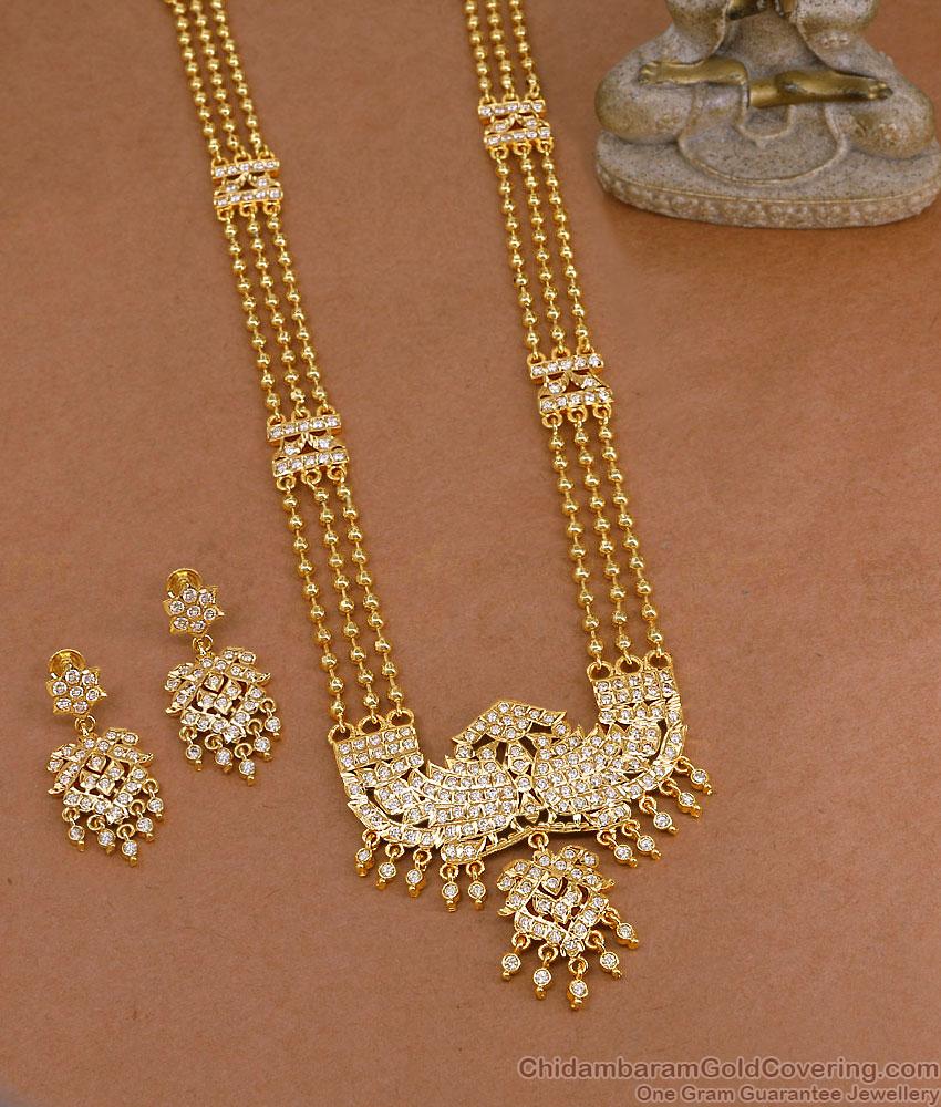 Grand FIve Metal 3 Line Peacock Haram Earring Combo HR3784 Grand FIve Metal 3 Line Peacock Haram Earring Combo HR3784