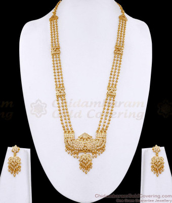 Grand FIve Metal 3 Line Peacock Haram Earring Combo HR3784