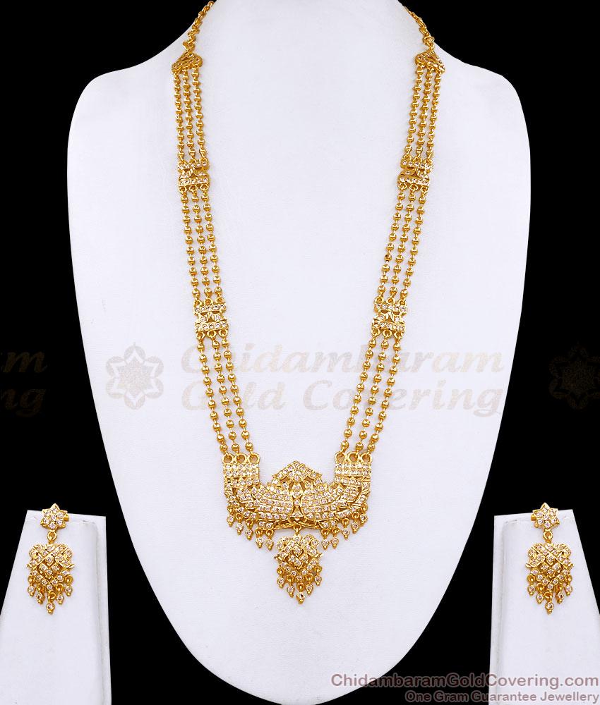 Grand FIve Metal 3 Line Peacock Haram Earring Combo HR3784 Grand FIve Metal 3 Line Peacock Haram Earring Combo HR3784