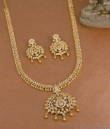 Beautiful Ad Stone Peacock Design Haram 1 Gram Gold Finish HR3785