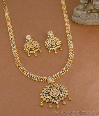 Beautiful Ad Stone Peacock Design Haram 1 Gram Gold Finish HR3785