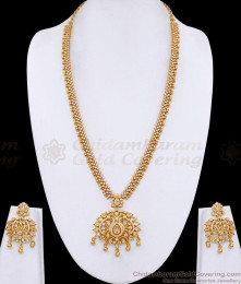 Beautiful Ad Stone Peacock Design Haram 1 Gram Gold Finish HR3785