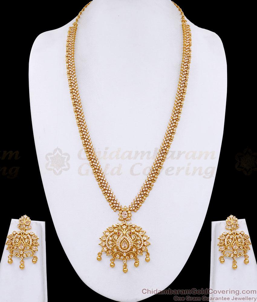 Beautiful Ad Stone Peacock Design Haram 1 Gram Gold Finish HR3785 Beautiful Ad Stone Peacock Design Haram 1 Gram Gold Finish HR3785