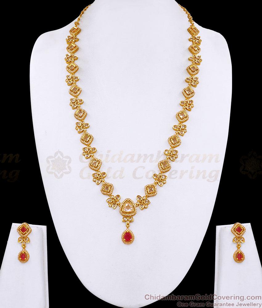 Glittering Ruby White Stone Long Victoria Haram Combo HR3786 Glittering Ruby White Stone Long Victoria Haram Combo HR3786