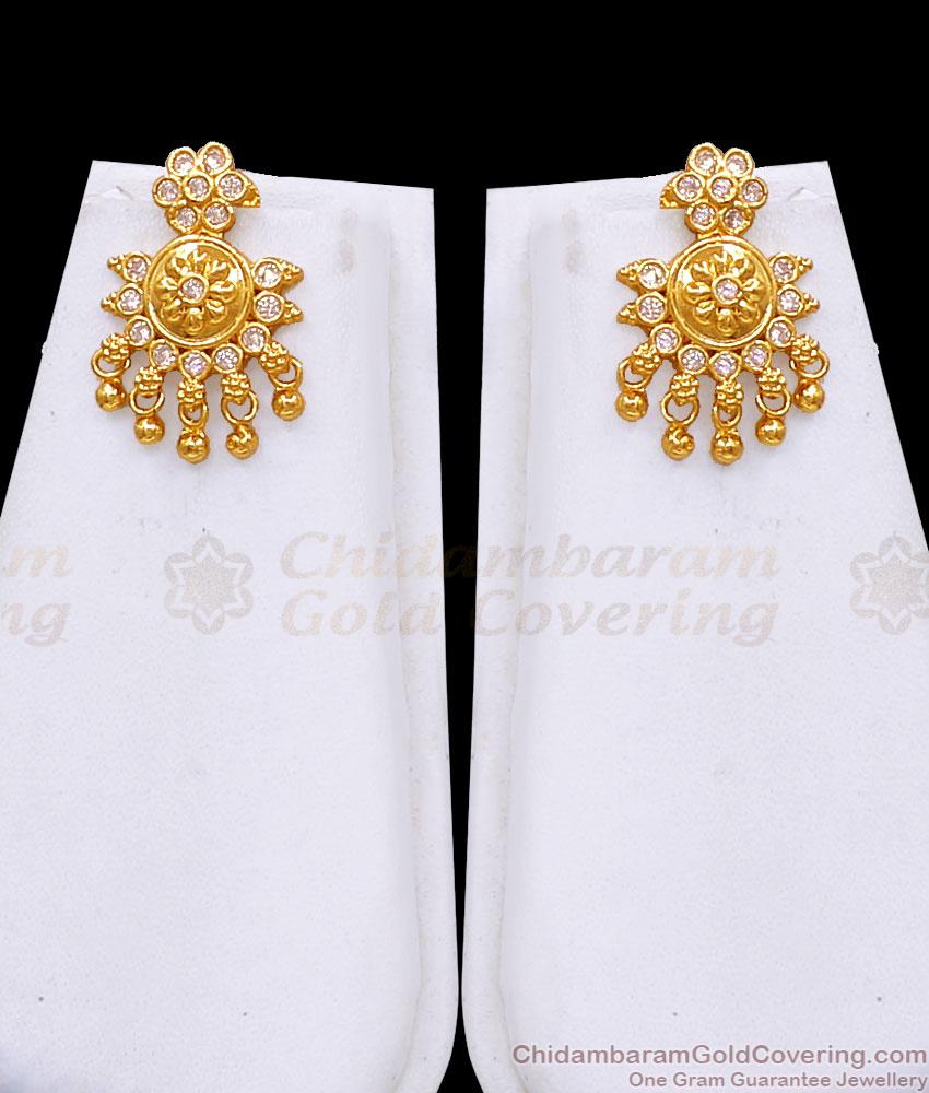 Premium Quality Gold Plated Long Mango Haram White Stone Design HR3787 Premium Quality Gold Plated Long Mango Haram White Stone Design HR3787