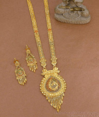 Traditional Two Gram Gold Haram Earring Bridal Combo HR3788