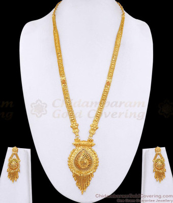 Traditional Two Gram Gold Haram Earring Bridal Combo HR3788