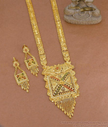 Latest Two Gram Gold Enamel Pattern Haram Earring Combo Shop Online HR3789