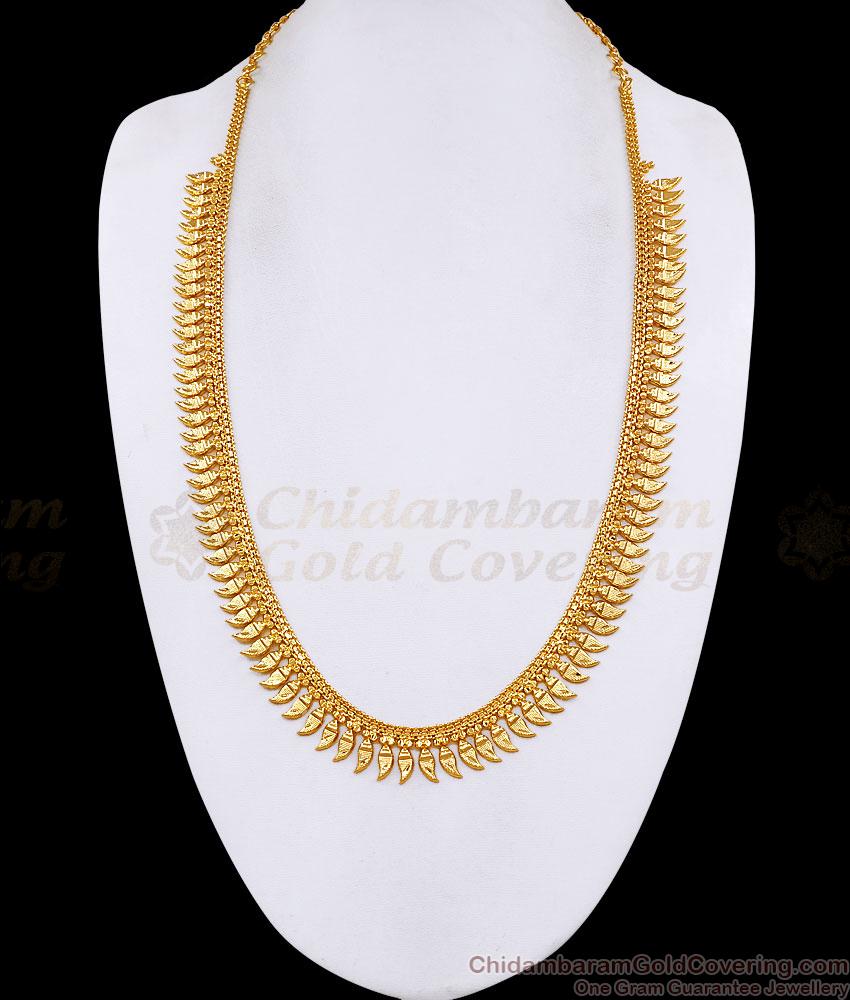 Plain One Gram Gold Mullai Malai Haram Design Online HR3792 Plain One Gram Gold Mullai Malai Haram Design Online HR3792