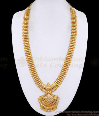 Grand Bridal Wear Full White Stone Kerala Haram Online HR3794
