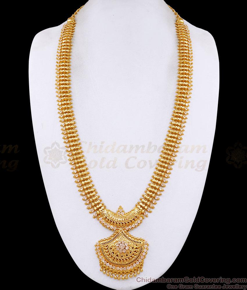 Grand Bridal Wear Full White Stone Kerala Haram Online HR3794 Grand Bridal Wear Full White Stone Kerala Haram Online HR3794