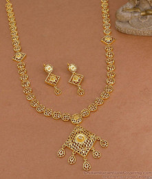 Two Gram Gold Long Haram Dubai Bridal Combo Set Online HR3796 Two Gram Gold Long Haram Dubai Bridal Combo Set Online HR3796