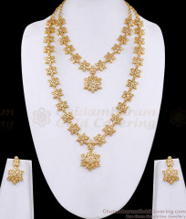 Heavy Five Metal White Stone Haram Necklace Combo Floral Design HR3803 Heavy Five Metal White Stone Haram Necklace Combo Floral Design HR3803